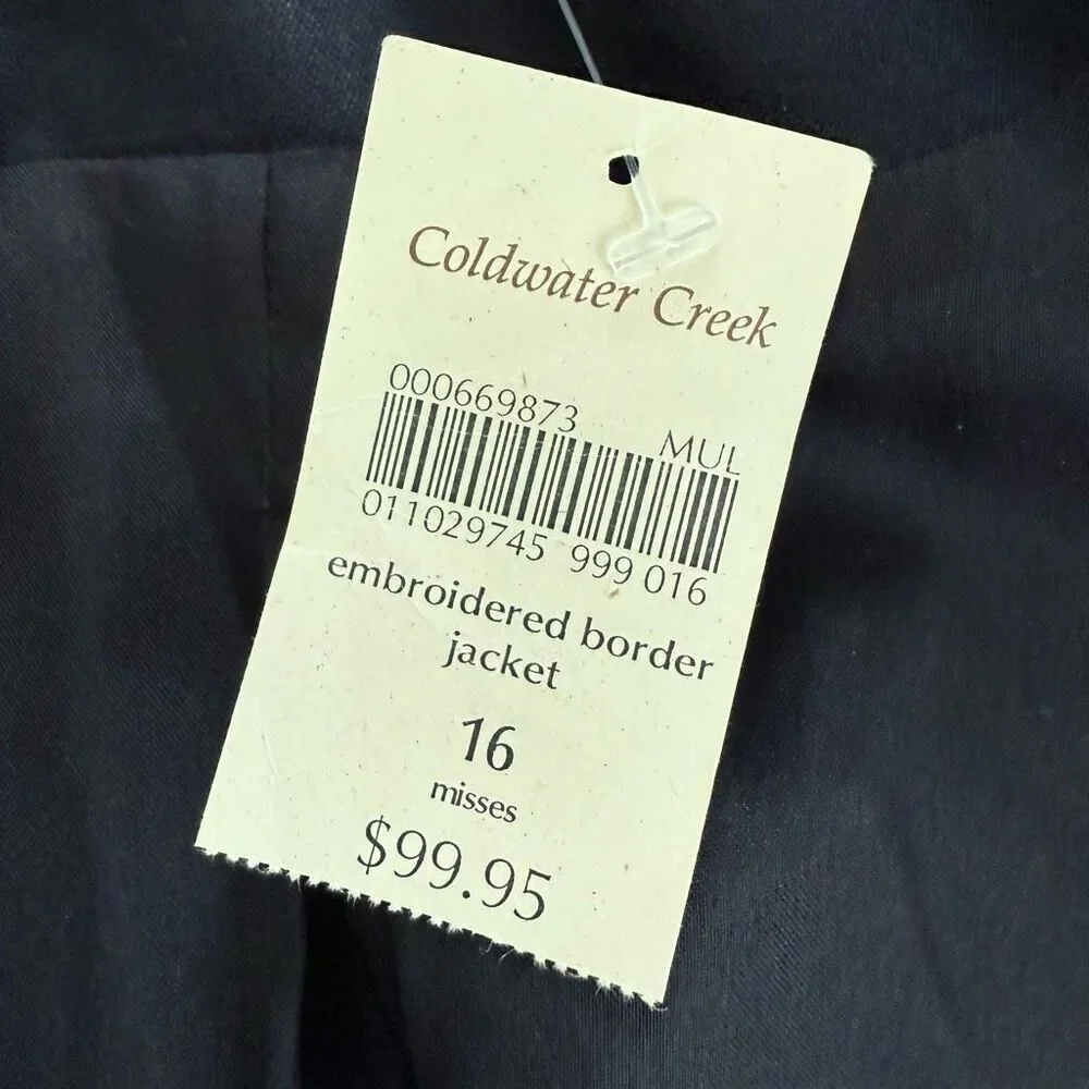 NWT Coldwater Creek Black Brown Embroidered Jacket $100 16